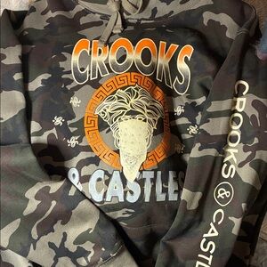 Crooks & Castles Camouflage Sweatshirt with Orange Accents
